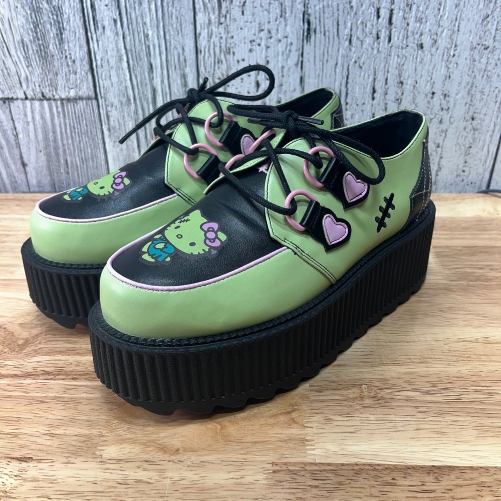 YRU x Hello Kitty Frankenstein  Platform Creepers Lime Green  Women Shoes size 9